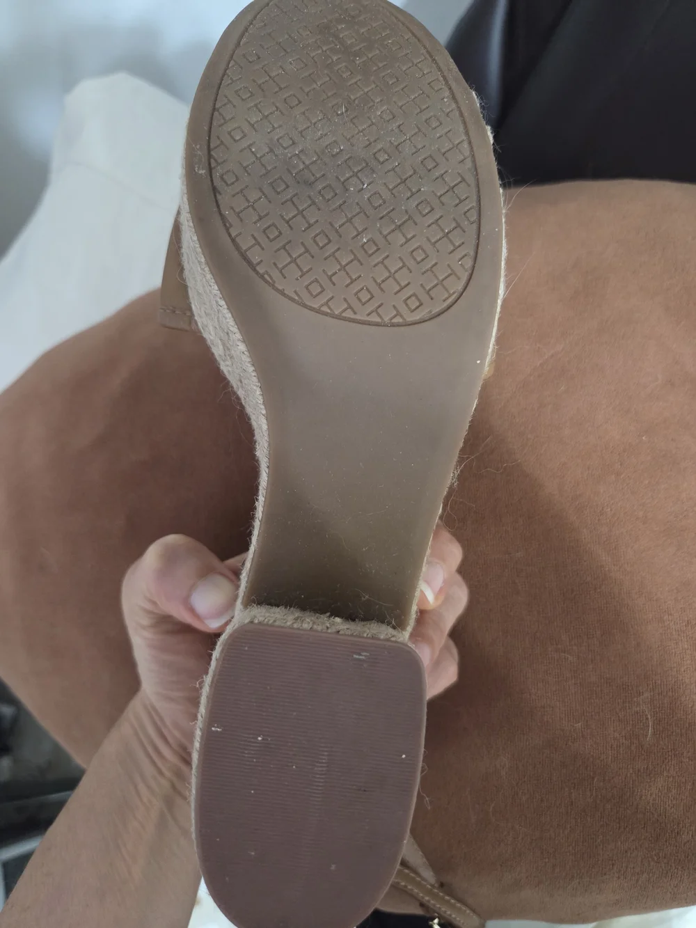 Tory Burch Tan Leather Espadrille Platform Sandals